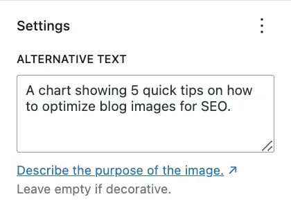 A screen shot showing where to add alt text and how straight forward it should be.