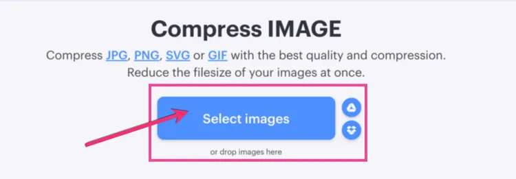 An image showing how to compress your images using a web tool like ILoveIMG