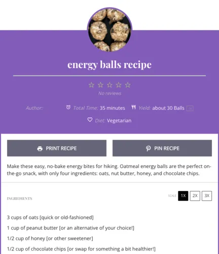 screen shot of a Tasty Recipe's recipe card