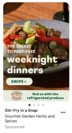 A Pinterest carousel ad from Gourmet Garden