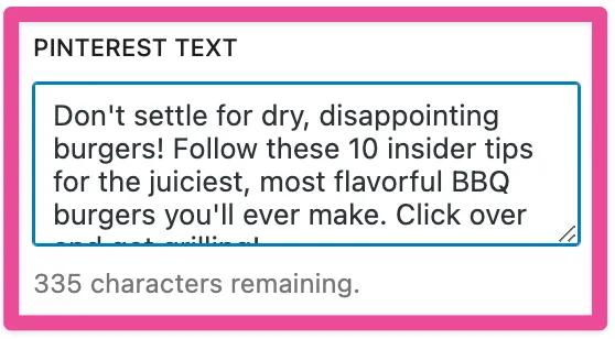 An image showing what it looks like in WordPress when you add your Pinterest description with Tasty Pins.