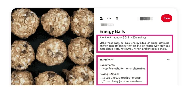 A picture of recipe rich pin details