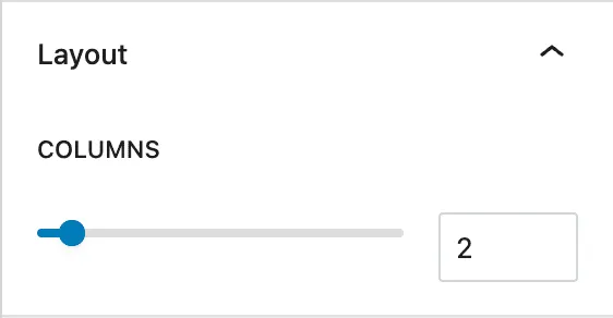 Tasty Roundups 2.0 layout settings with a slider to adjust the number of columns, currently set to 2.