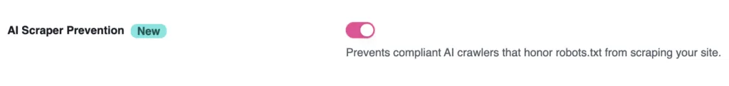 Tasty Recipe's setting for AI Scraper prevention turned on
