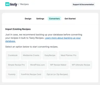 Tasty Recipes recipe converter UI