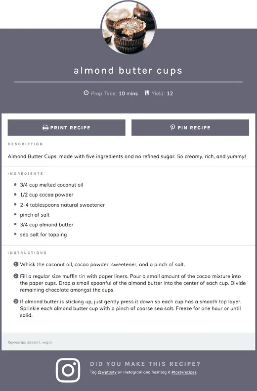 The Bold recipe card template for Tasty Recipes