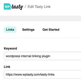 an image showing Tasty Links being used as an internal linking plugin - for our very own on site pages.