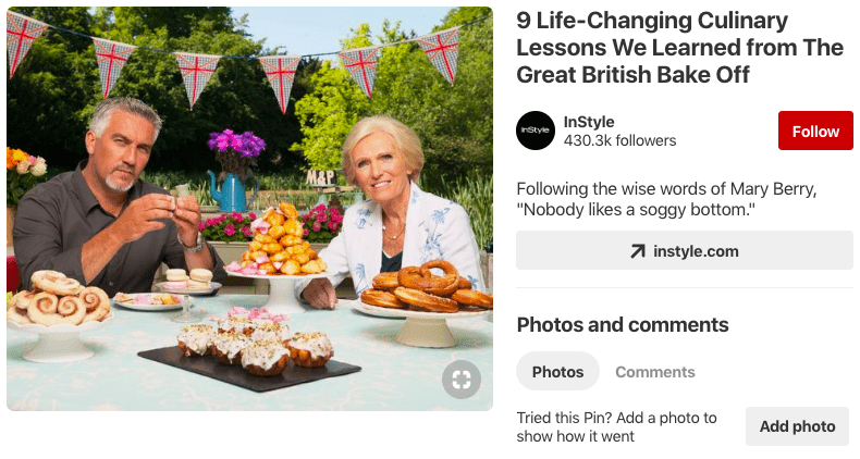 Screenshot of Article Rich Pin
