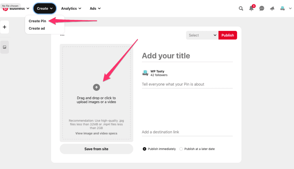 configuration des broches vidéo dans Pinterest