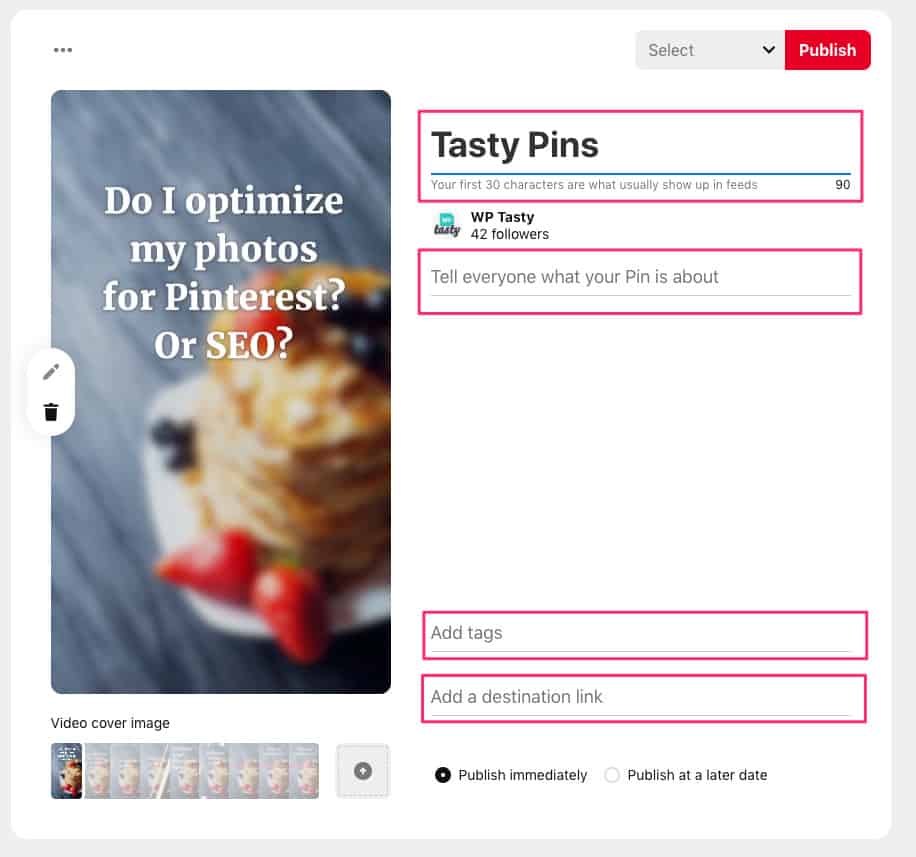 configuration des broches vidéo dans Pinterest