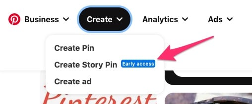 Pinterest create story pin button