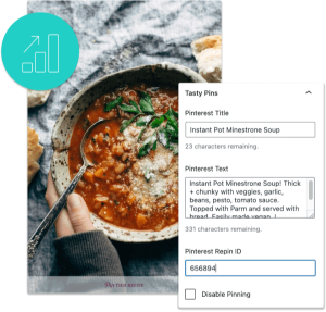 Tasty Pins product image with admin options.