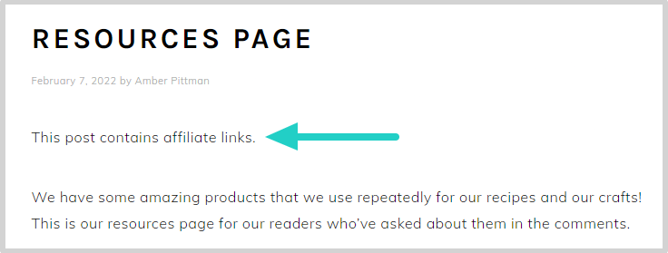 An image of an affiliate disclosure