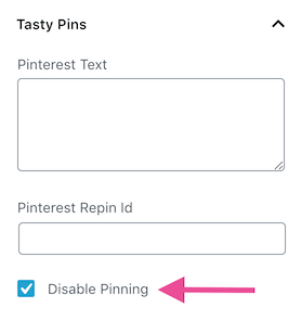 Disable pinning with Tasty Pins