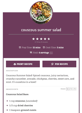 Tasty Recipes recipe card