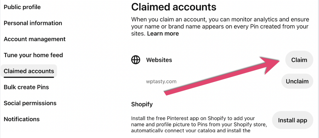 Claim your website to learn how to promote your blog on Pinterest