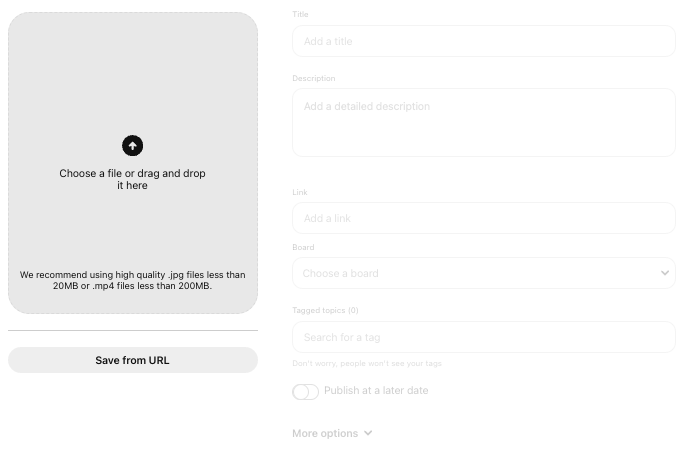 An image showing how to upload video on Pinterest using Pinterest's Pin creator