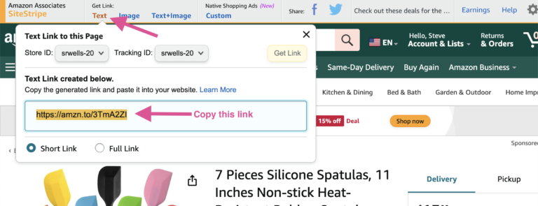 How to insert an amazon affiliate link into wordpress using SiteStripe