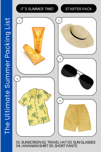 An infographic for a summer packing list.