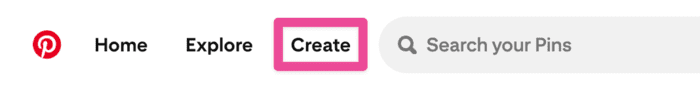 An image showing where the "Create" pin button is on a personal Pinterest account