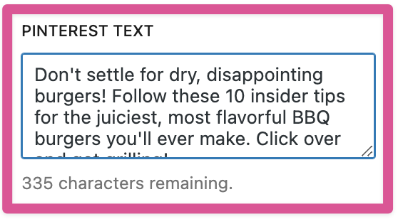 An image showing what it looks like in WordPress when you add your Pinterest description with Tasty Pins.
