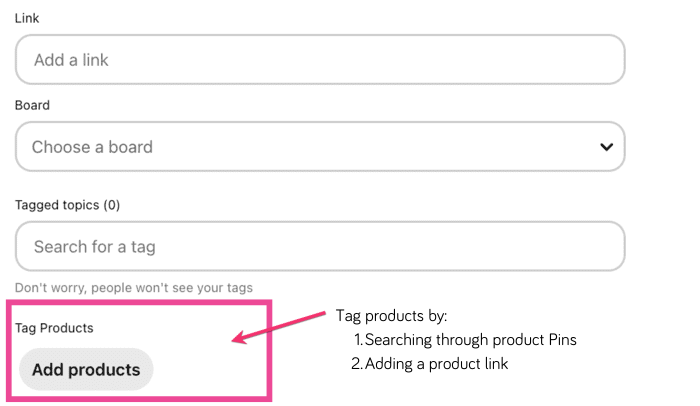 An image showing that Pinterest has the option to Add Products to Pins