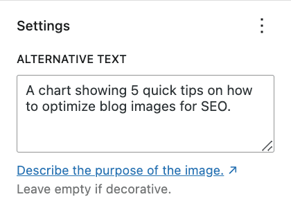 A screen shot showing where to add alt text and how straight forward it should be.