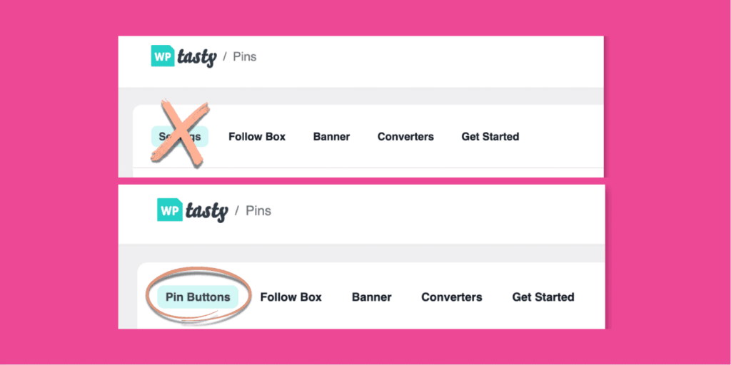 In Tasty Pins, the old Settings tab is now Pin Buttons — one place to control Save buttons.