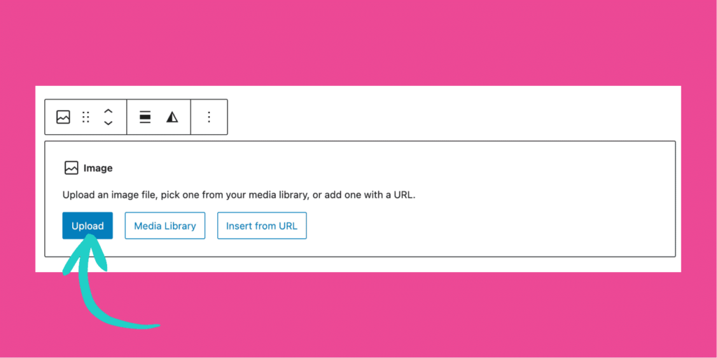 Screenshot of the WordPress editor showing how to upload an image in WordPress