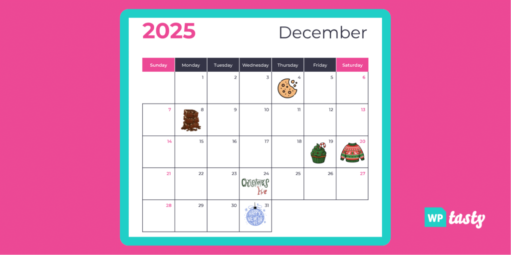 December content calendar with key December blog post ideas and holidays marked.